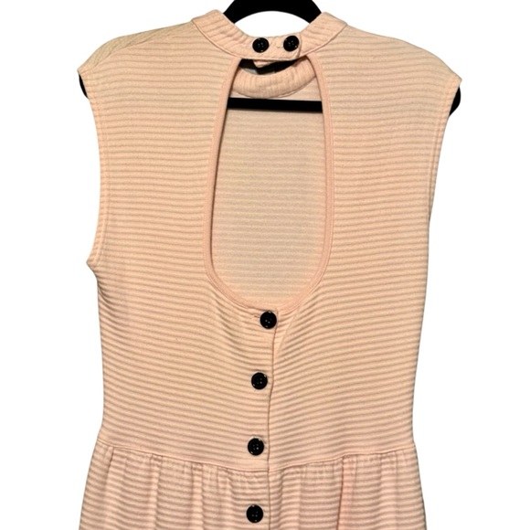 OUTLANDER Ribbed Pale Pink High Neck Sleeveless Midi Length Back Cutout Dress - Picture 5 of 8